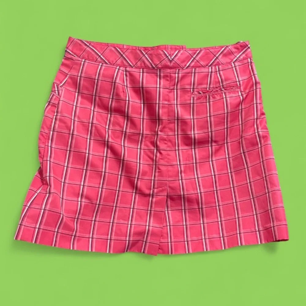 Bright Pink Izod Plaid y2k Mini Skirt with Built In Shorts, Size 8 Medium - Picture 2 of 6